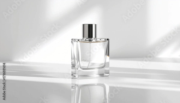 Fototapeta Perfume Bottle Mockup on Glossy Surface