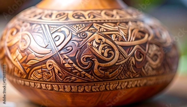 Fototapeta Close-up of carved gourd vase