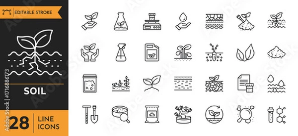 Fototapeta Soil icon set. Editable stroke. Vector illustration