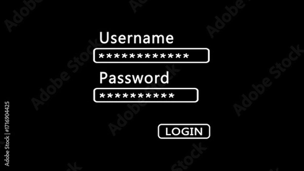 Obraz Glowing neon username and security password on computer screen. Login and digital safety concept. illustration