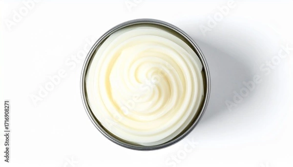 Fototapeta Overhead View of Creamy White Frosting in a Round Tin