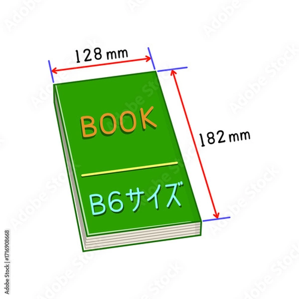 Fototapeta 日本のB6サイズの本、寸法