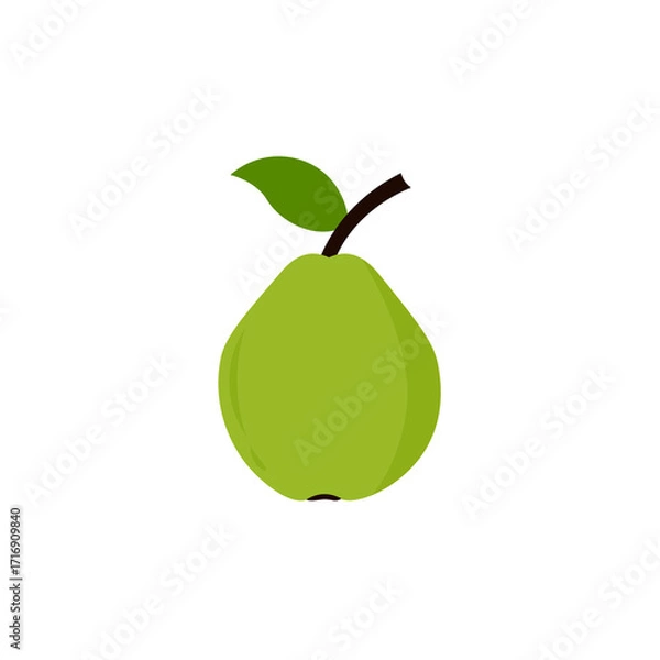 Fototapeta Simple flat vector illustration of a green pear.