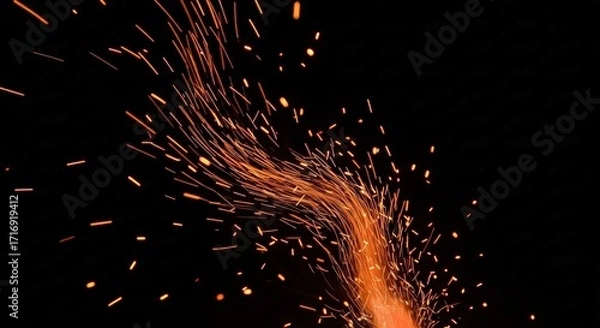 Fototapeta Ignite your designs with this dynamic display of vibrant orange sparks against a stark black backdrop, perfect for adding energy and excitement to your creative projects