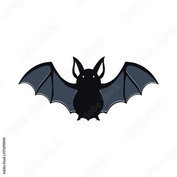 Fototapeta Cute cartoon bat with spread wings, a charming and friendly digital vector illustration for animal themes.
