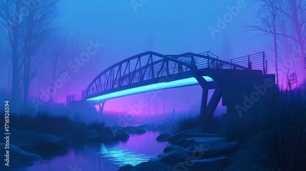 Obraz Futuristic Halloween Bridge With Ghostly Glow