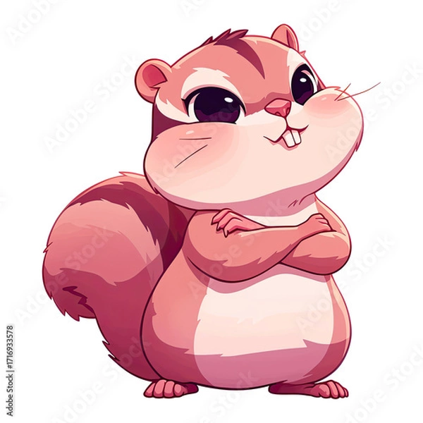 Fototapeta Cute cartoon squirrel sulking