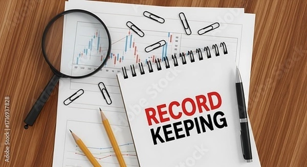 Fototapeta Business Record Keeping Financial Analysis Document Organization
