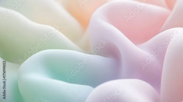 Fototapeta A close-up view of soft, flowing shapes in pastel colors, showcasing a smooth, ethereal texture.