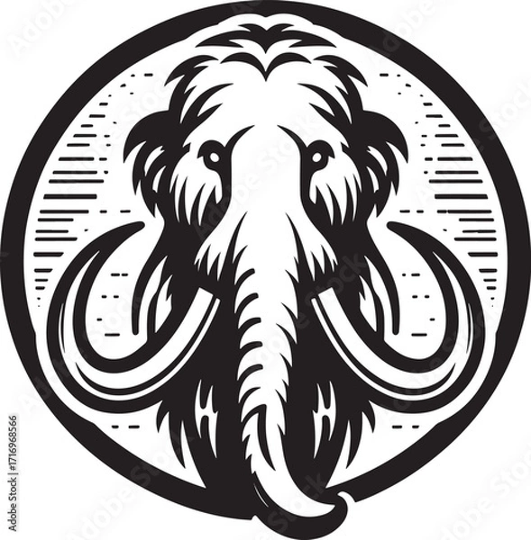 Fototapeta Vector illustration of an elephant head isolated on a white background. Monochrome style