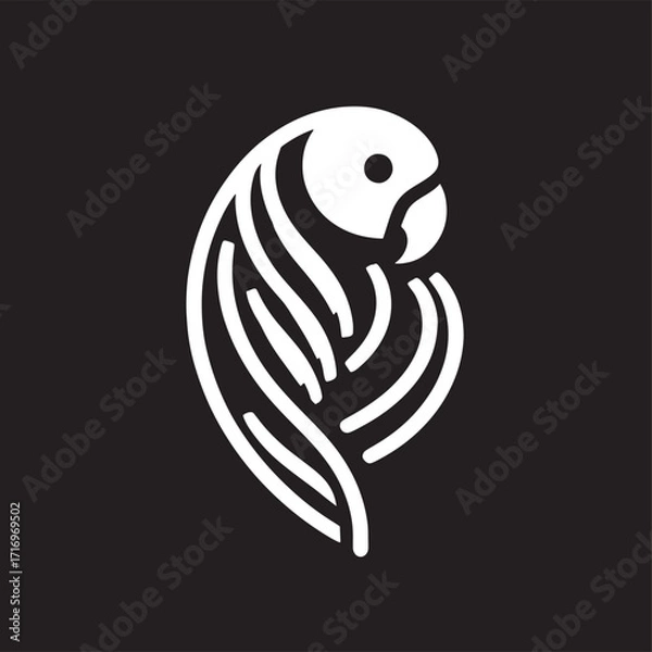 Fototapeta Illustration of a parrot on a black background. Vector illustration
