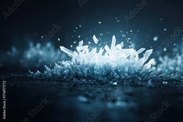 Fototapeta A close-up view of a delicate snowflake, showcasing its intricate ice crystal structure.