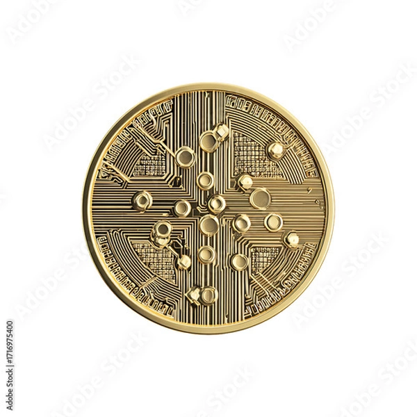 Fototapeta Cryptocurrency coin isolated blockchain finance design Bitcoin illustration digital currency modern investment visuals