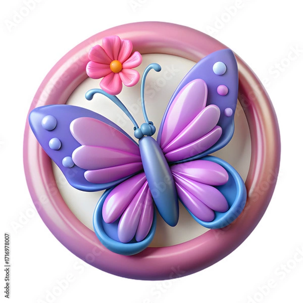 Fototapeta flower and butterfly pink vector design icon art icon