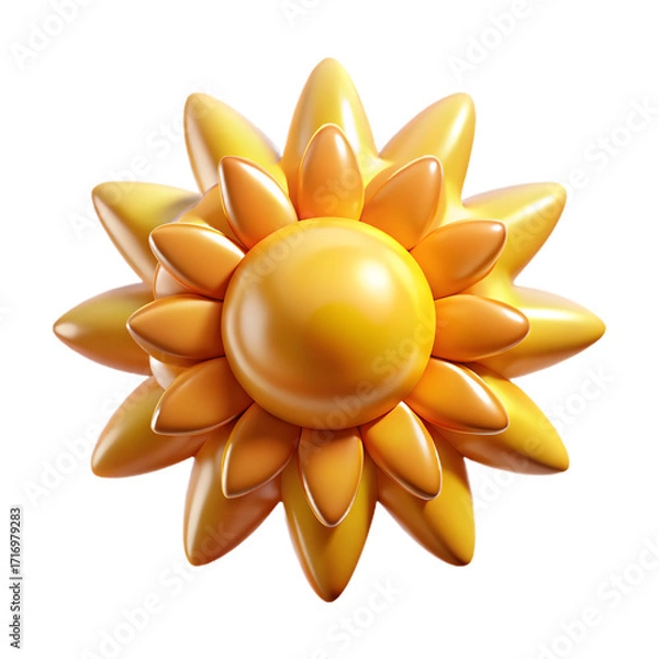 Fototapeta yellow flower isolated on white background vector illustration design icon 3d flower 