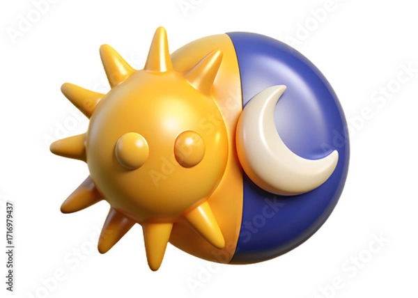 Fototapeta sun and moon 3d vector design icon sun symbol 