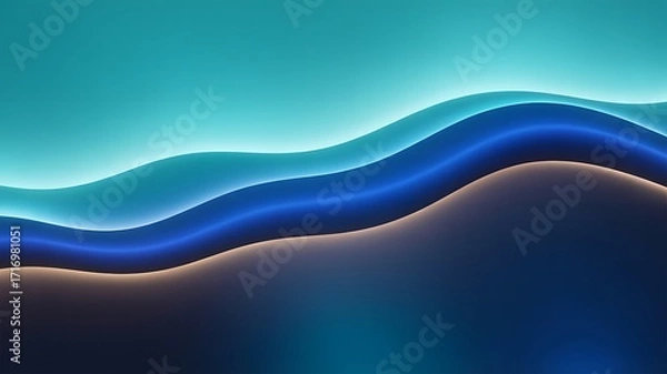 Fototapeta Abstract flowing waves of light in shades of blue and teal