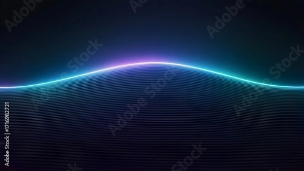 Fototapeta Abstract glowing neon waveform on dark background