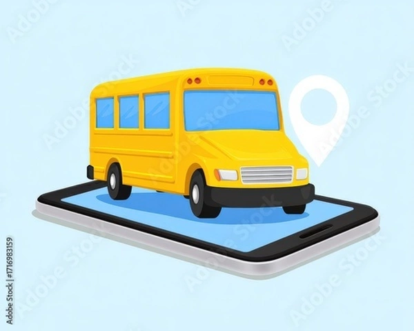 Fototapeta Digital signature panel confirming child drop off via GPS, School bus GPS tracking