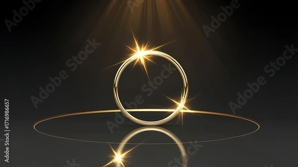 Fototapeta Golden Ring Lights Up: Elegance shines in this captivating abstract. Ideal for luxury marketing, modern design, and high-end product visuals.