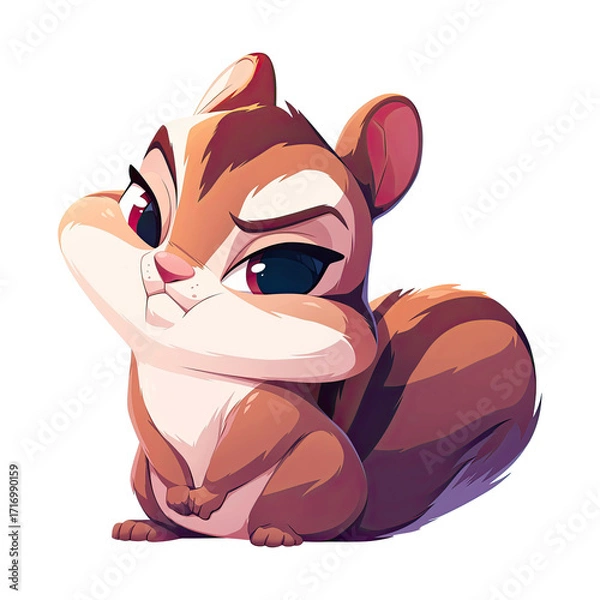 Fototapeta Funny angry squirrel cartoon