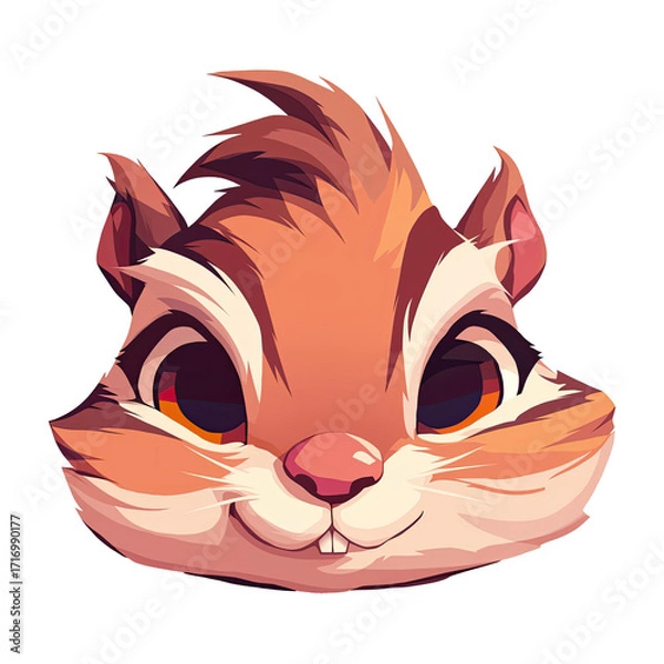 Fototapeta Cute cartoon chipmunk squirrel face