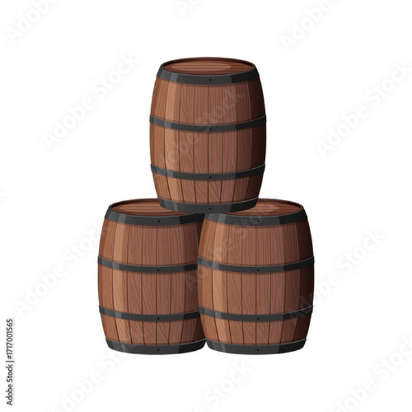 Obraz Stacked wooden barrels A visual representation of storage and aging