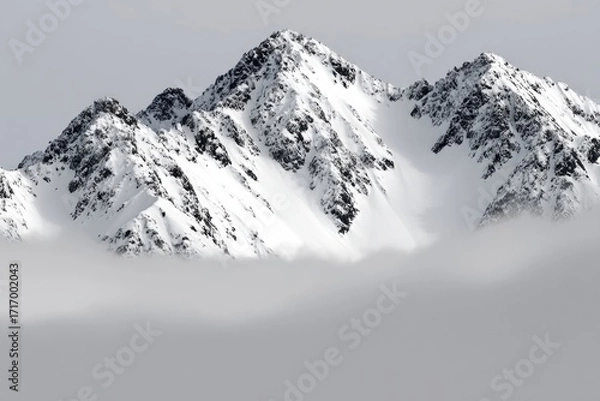 Obraz Snowy peaks emerge from a gray mist