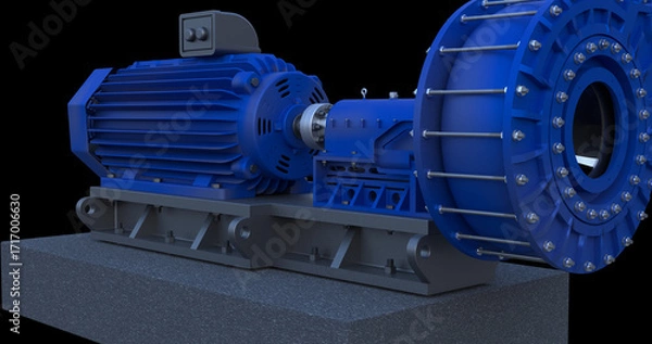 Fototapeta Industrial centrifugal pumping system showing a heavy duty tie bolt construction type. Perfect for engineering demos, websites or magazines