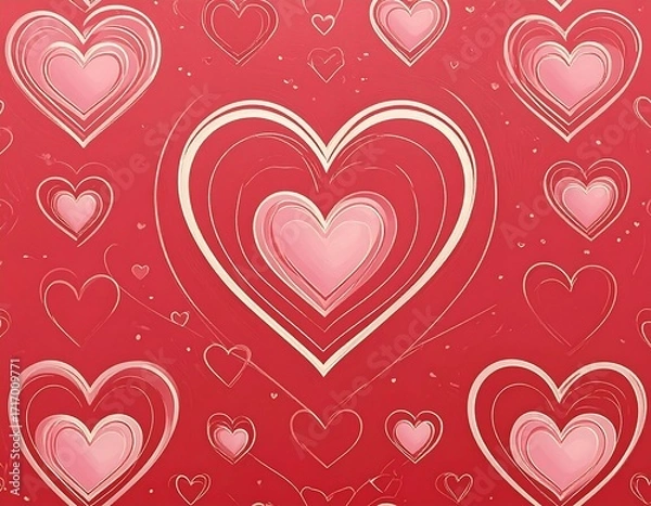 Obraz Heart pattern on a red background