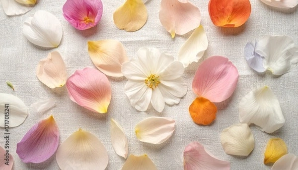 Obraz Flat lay petals flower on white background 