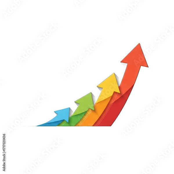 Fototapeta Colorful arrows pointing upwards symbolize growth and positive business performance