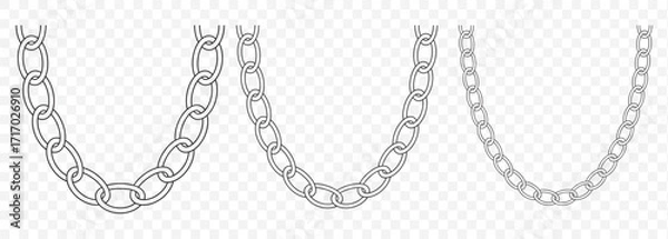 Fototapeta Metal Chain Pattern Vector – Decorative Gold and Silver Chain Art on Transparent Background. EPS 10.