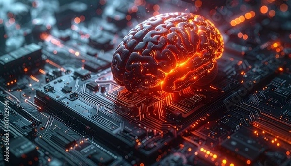 Fototapeta Artificial Intelligence Mind. Conceptual Digital Brain. AI Mind Digital Concept. 