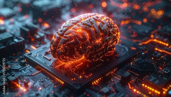 Fototapeta Artificial Intelligence Mind. Conceptual Digital Brain. AI Mind Digital Concept. 