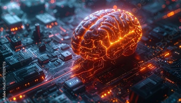 Fototapeta Artificial Intelligence Mind. Conceptual Digital Brain. AI Mind Digital Concept. 