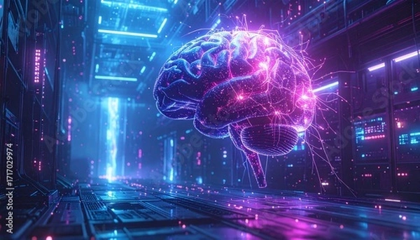 Fototapeta Artificial Intelligence Mind. Conceptual Digital Brain. AI Mind Digital Concept. 