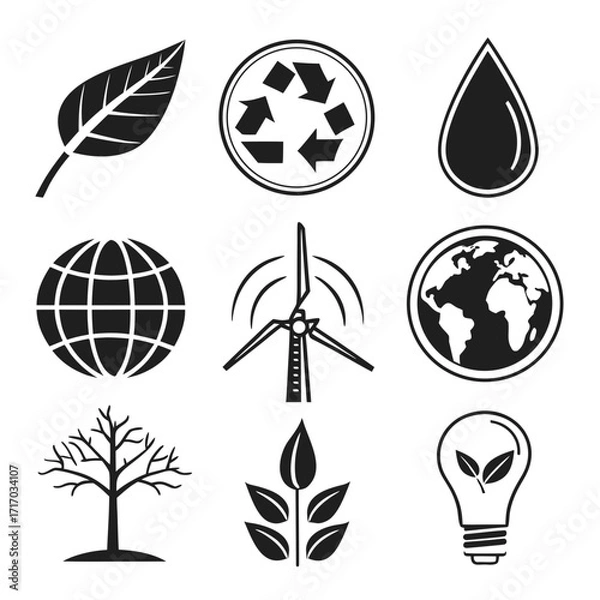 Fototapeta Nature and energy icons including tree and lightbulb