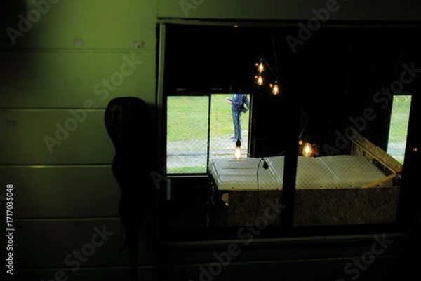 Obraz 長野県横手山の建物から外を見る