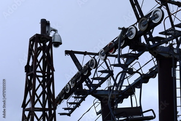 Fototapeta 長野県横手山のリフトの鉄塔