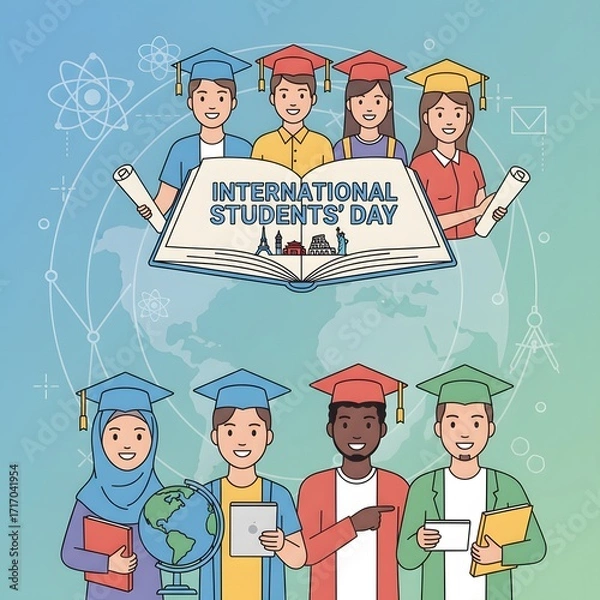 Fototapeta Celebrate International Students' Day with Unity and Diversity in Education