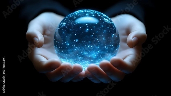 Obraz Crystal ball held gently in hands
