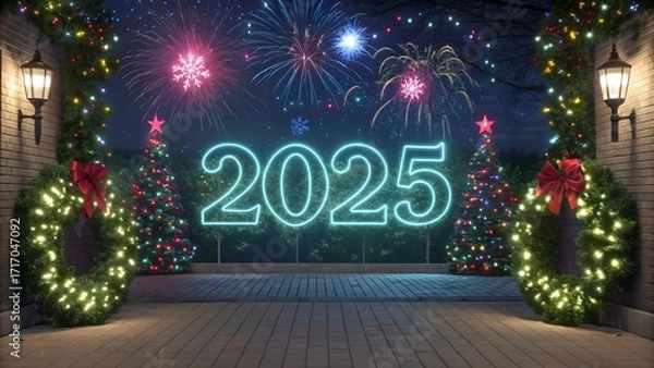 Obraz Fireworks Christmas 2025