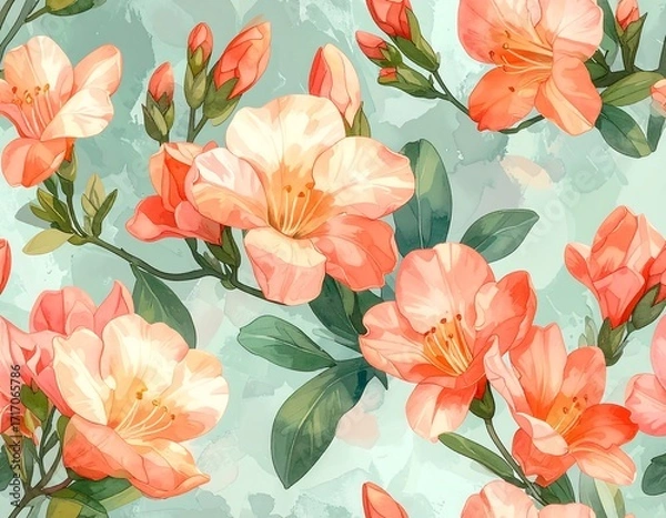 Fototapeta Beautiful Peachy Azalea Flowers.