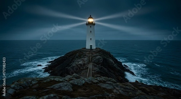 Obraz Lighthouse guiding light night