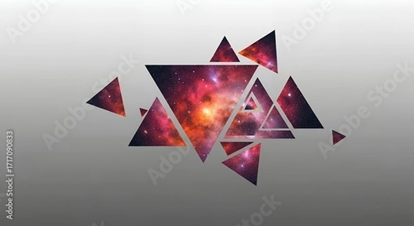 Fototapeta 無数の三角形に切り取られた幻想的な宇宙の幾何学アート