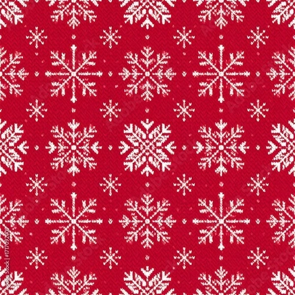 Fototapeta Red Snowflake Pattern Design.