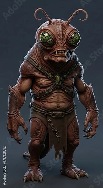 Obraz A detailed digital illustration of a formidable, ant-like creature, showcasing intricate textures and dramatic lighting.