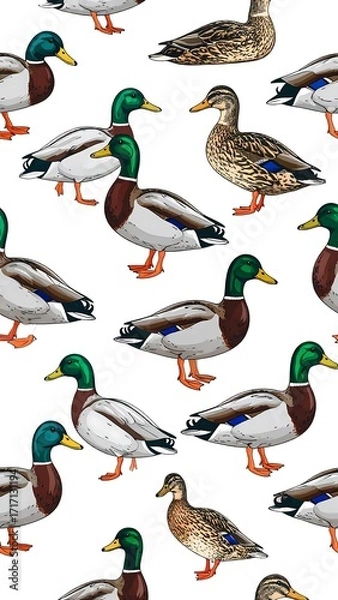 Obraz Ducks Pattern Background Design.