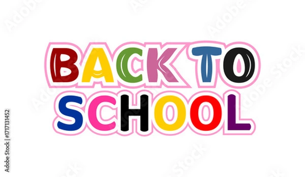 Fototapeta Simple typography text Back to School isolated on white background